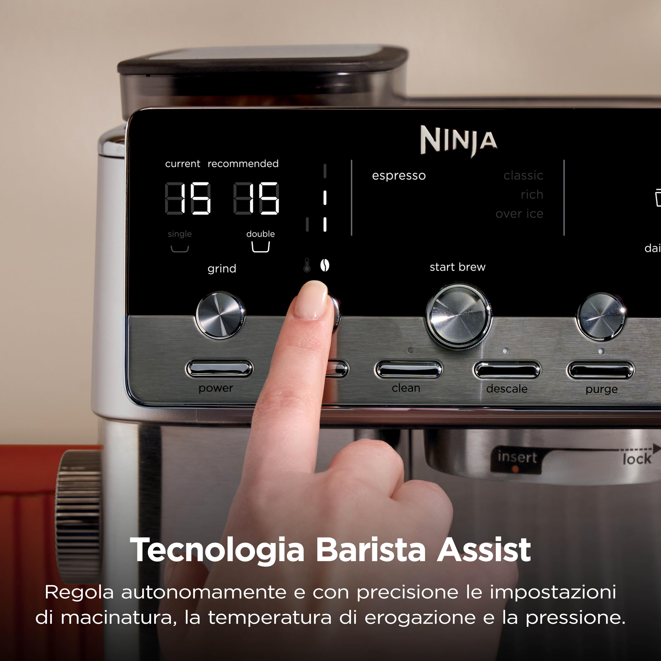 Ninja Luxe Café Mini 2-in-1, Macchina da caffè filtro ed espresso con macinacaffè integrato e montalatte automatico ES351EU