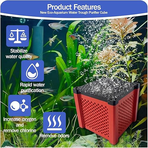 2 PCS 2025 New Pure Cube Water Trough Filter 2.0, Eco-Aquarium with Honeycomb Charcoal, Super Strong Filtration Activated Carbon Filter Media for Fish Tanks, Horse Troughs, Ponds & Livestock Tanks