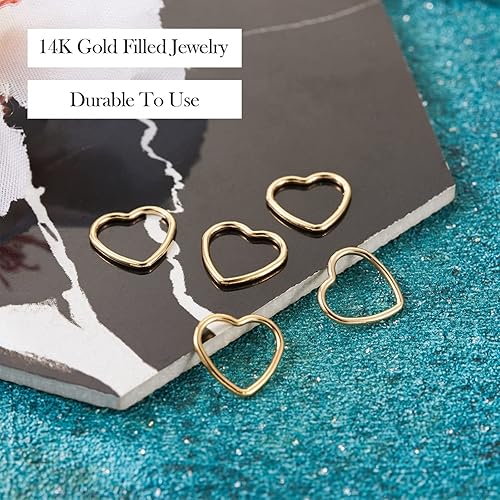 Vista 55 de FASHEWELRY Anillos de acero inoxidable 70cs con eslabones de corazón, 4 tamaños, de metal con forma de corazón, bisel abierto, conectores