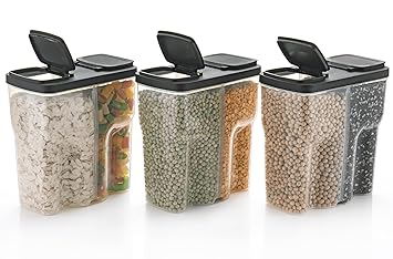 Conquer Unbreakable Plastic Canisters, BPA-Free, 2500 ML, Container for kitchen storage Set of 3 (Black)