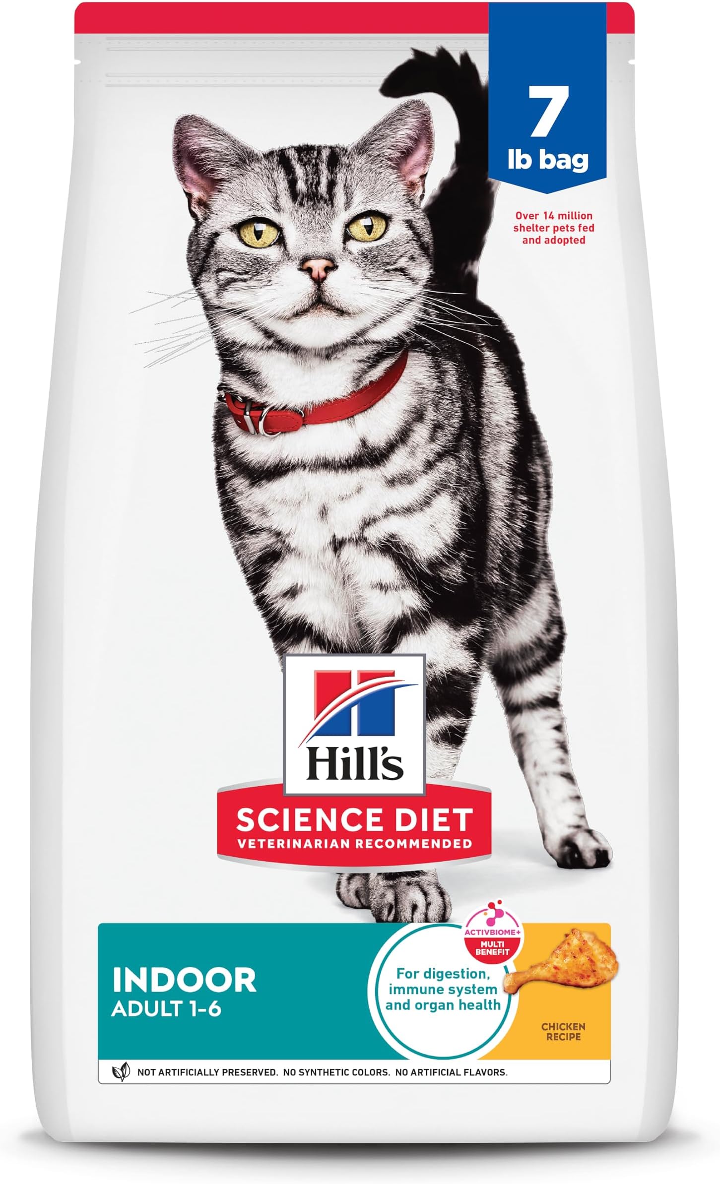 Adult 1-6 Indoor Dry Cat Food, Chicken, 7 lb. Bag