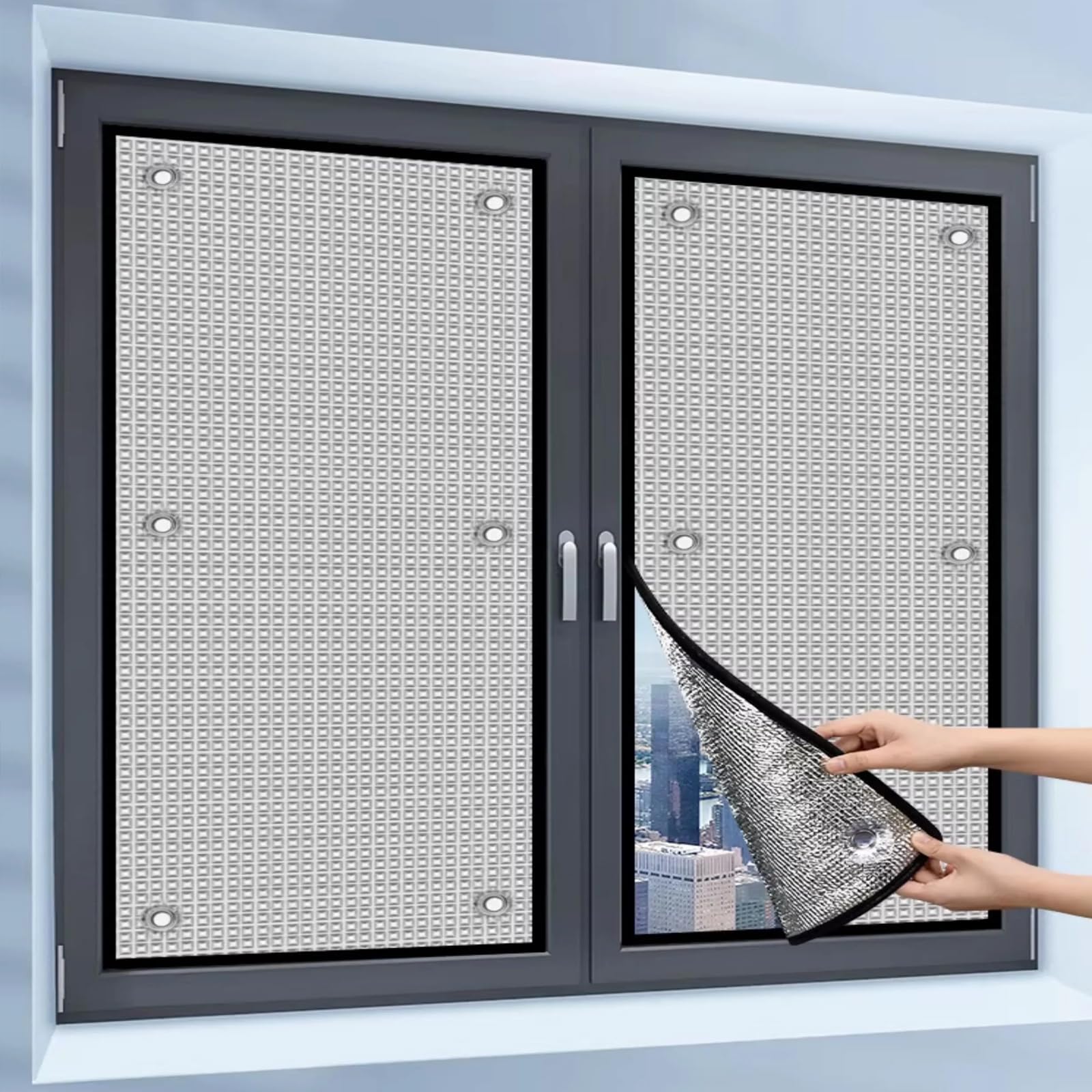 Heat Reflective Window Film,No Glue Aluminum Foil Insulation Foil,8mm Sunshade Cooling Sun Protection Film,Total Blackout Privacy Window Tint,for Home and Office (100x140cm)