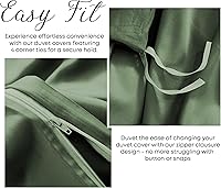 Vista 4 de Linenwalas Tencel Lyocell - Juego de funda de edredón de seda ligera refrescante de eucalipto con cierre de cremallera y lazos en las esquinas