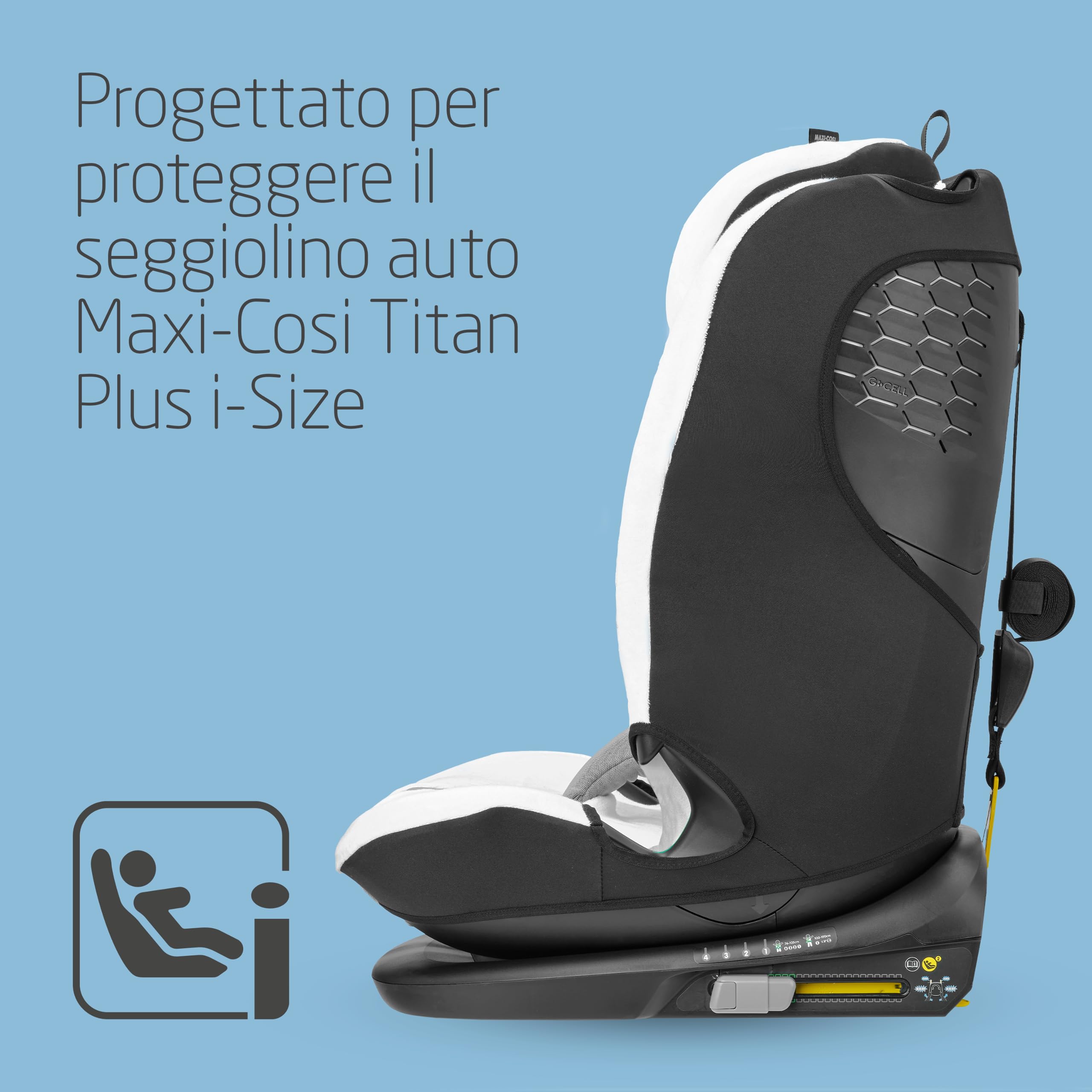 Maxi-Cosi Titan plus I-Size Rivestimento Seggiolino Auto, Fodera Estiva in Cotone, Copriseggiolino Auto per Bambini, 100% Cotone Naturale Traspirante, Lavabile in Lavatrice, Bianco Naturale
