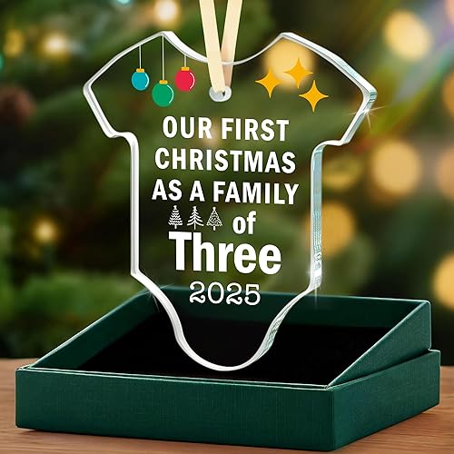 Regalos para la familia adorno de cristal para bebé, recuerdo de vacaciones para nuevos padres, regalo perfecto de Navidad o Año Nuevo para familia