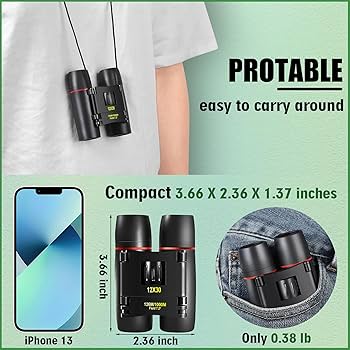 Amazon | POLDR 12 x 30 コンパクト双眼鏡 大きな接眼レンズ付き