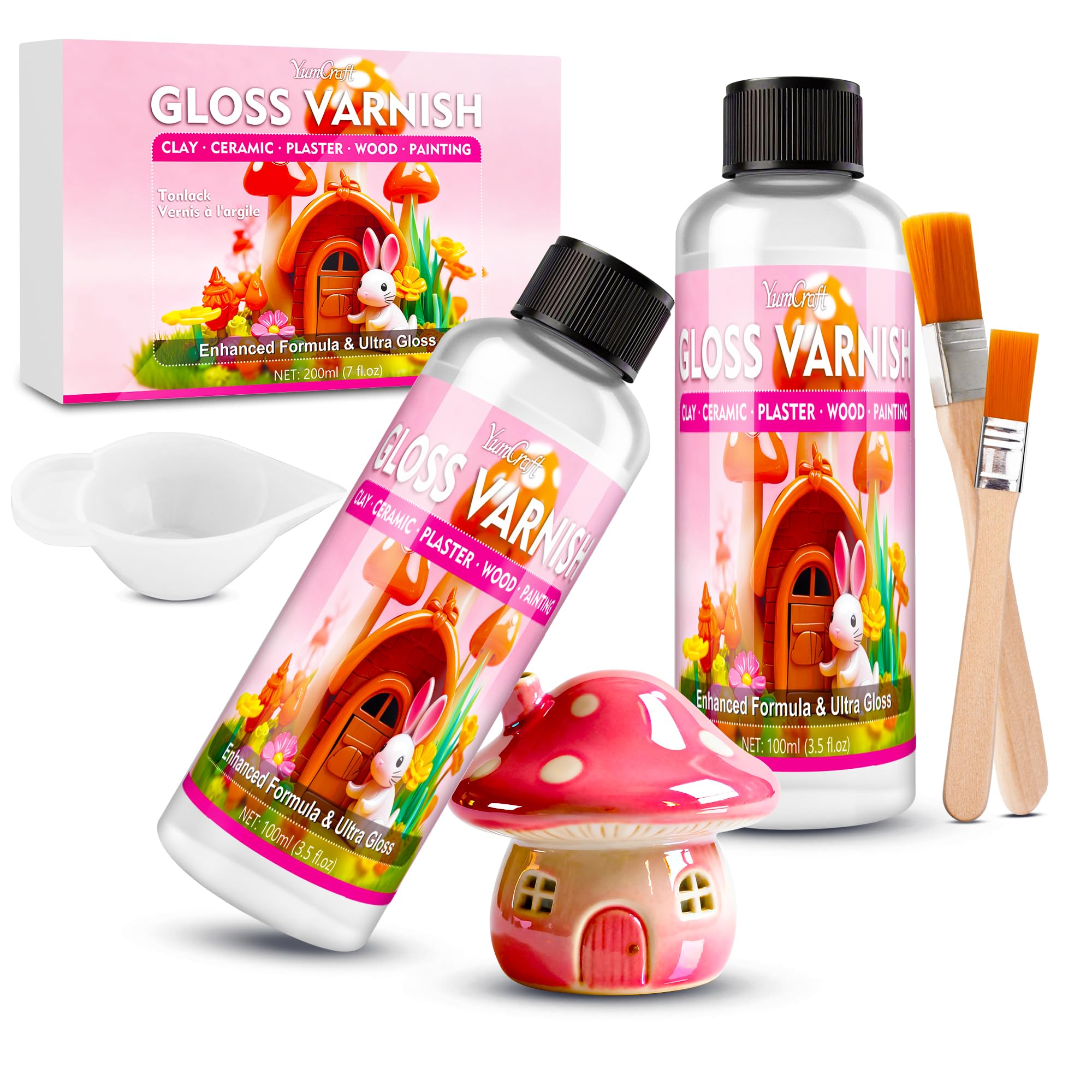 Air Dry Clay Glaze - 7oz/200ml Polymer Glaze Varnish, Waterproof & Scratch-Resistant, Prevents Cracking, High Gloss Clay Sealant, Suitable for Pottery, Sculptures, Acrylic Paintings & Wood Products