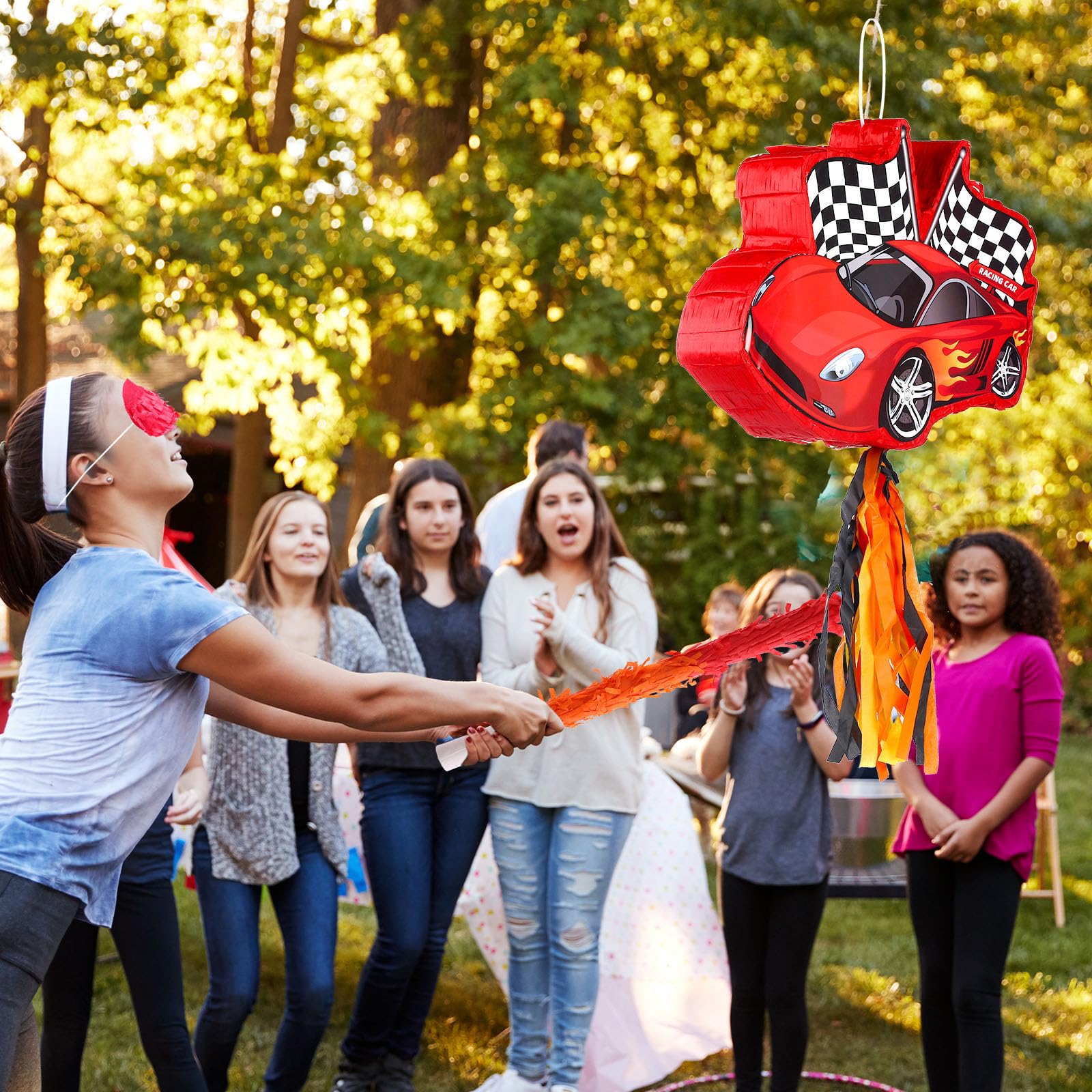 Kit de piñata de coche de carreras, bate con los ojos vendados - imagen 7