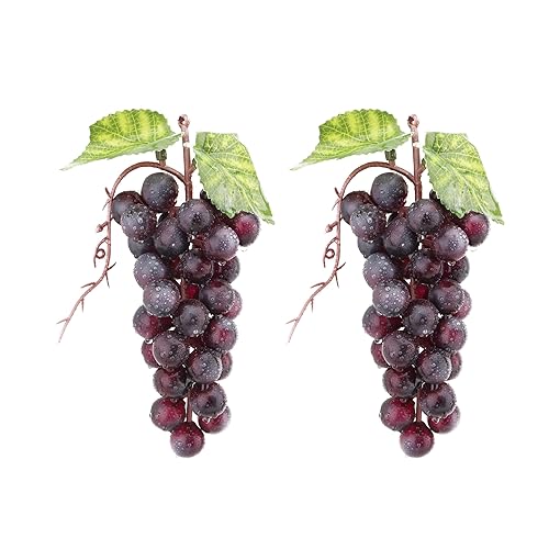 caiyjhao 2PCS Purple Simulation Grapes, Fake Fruit Grapes Artificial Grapes Decorate The Kitchen Fruit Home Kitchen Decoration Thanksgiving Christmas Decoration Fruit Basket Decoration (36 Grains) - Purple 36 - 1:1