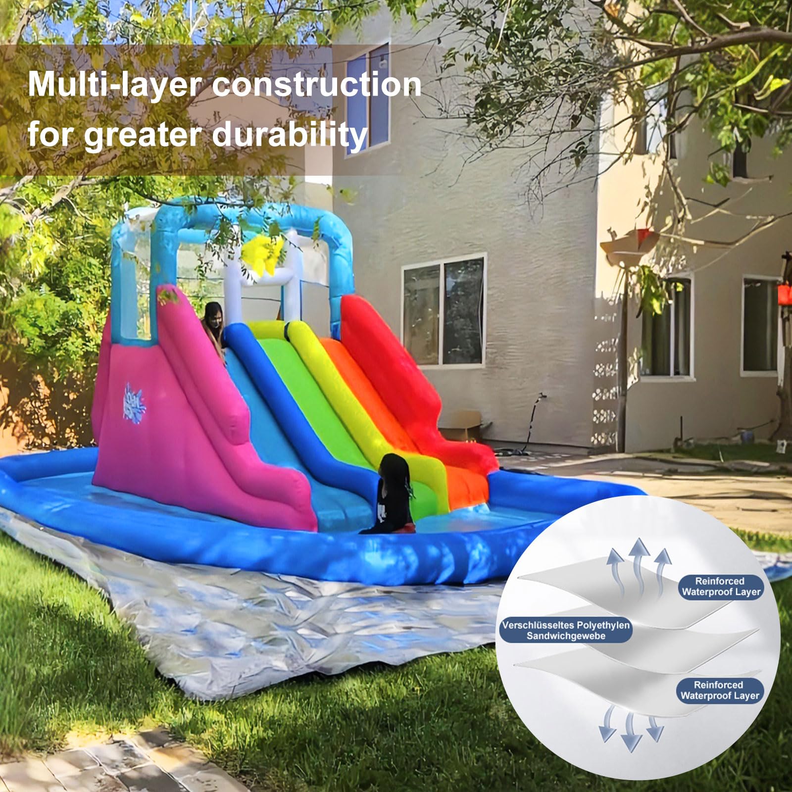 Telone Impermeabile per Esterno 2x4 m Telo Occhiellato Rinforzato in PE 160g/m² Copertura per Piscina Auto, Mobili da Giardino, Antipioggia e Antivento