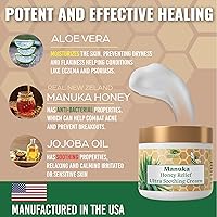 Vista 3 de Green Leaf Naturals - Crema facial de miel de manuka - 8 onzas -Aloe Vera - Aceite de jojoba infundido - Crema corporal - Hidratante sin gluten