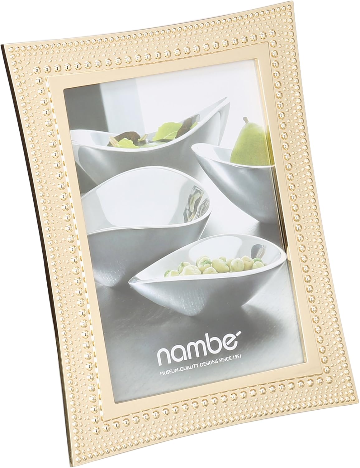 Nambe Beaded Frame, 5 by 7", Gold