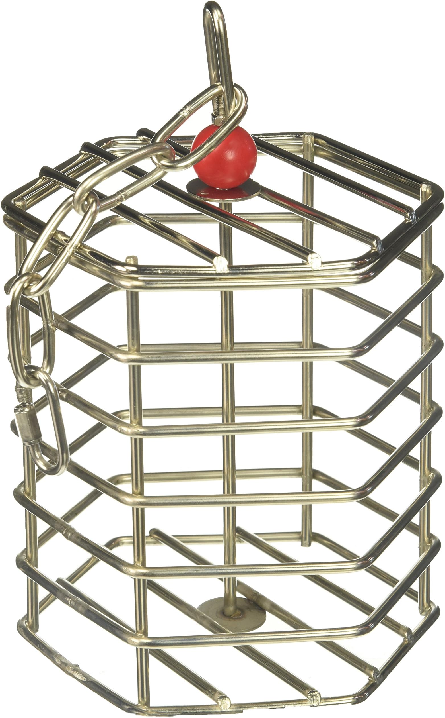Stainless Steel Baffle Cage - Hanging Foraging Toy Feeder for Medium to Large Birds - Large