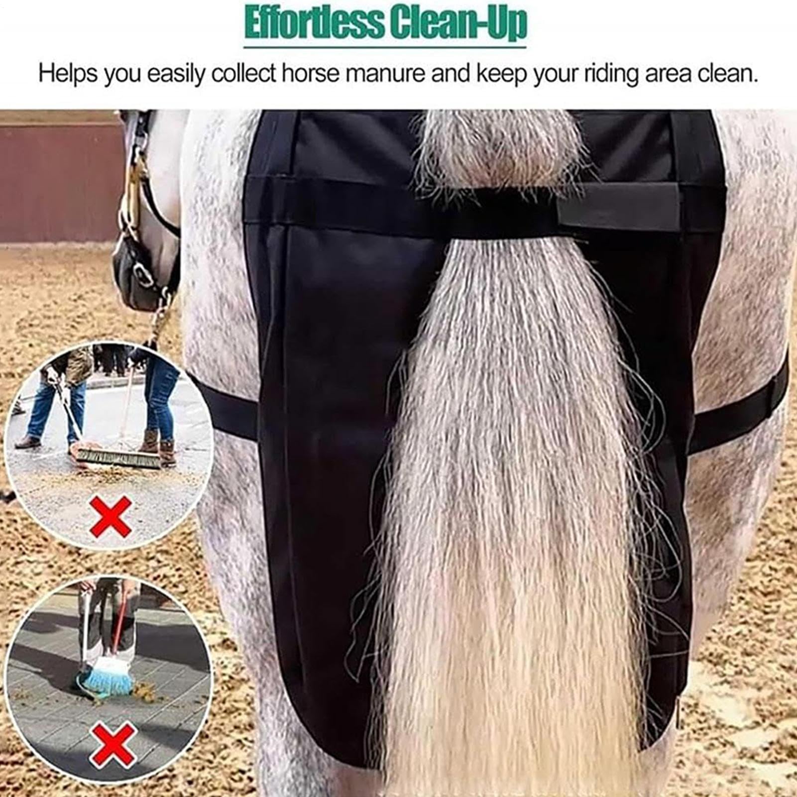 Bolsa De Cola De Caballo Mango Ergonómico y Recogida Impermeable | Sacos Ligeros para Excrementos Para Parque Campo Transporte Vehicular Granja