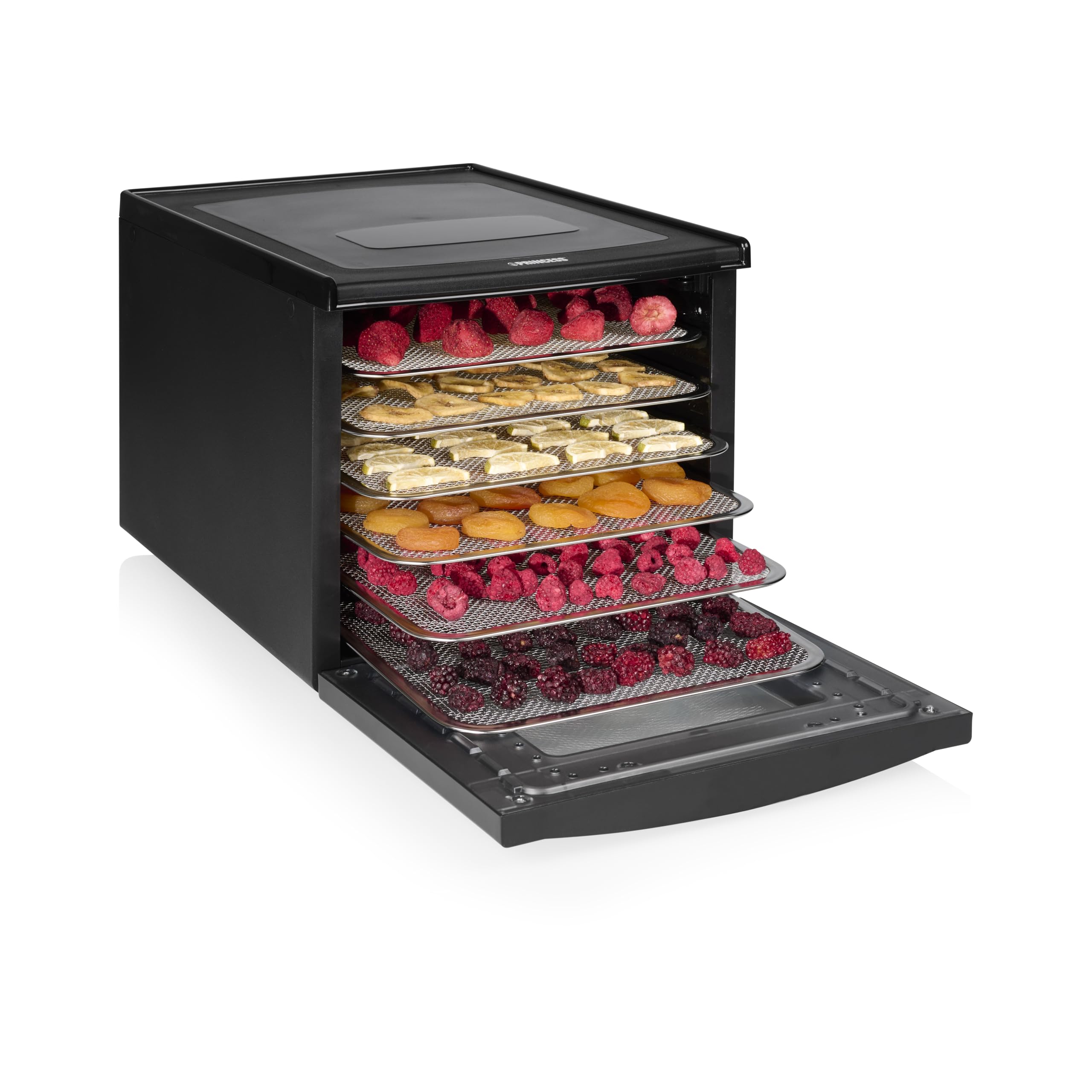 Princess Food Dehydrator con 6 Vassoi in Acciaio Inox, Temperatura Regolabile, Display Touch, Timer fino a 48 Ore, 550 W, 01.112398.01.001