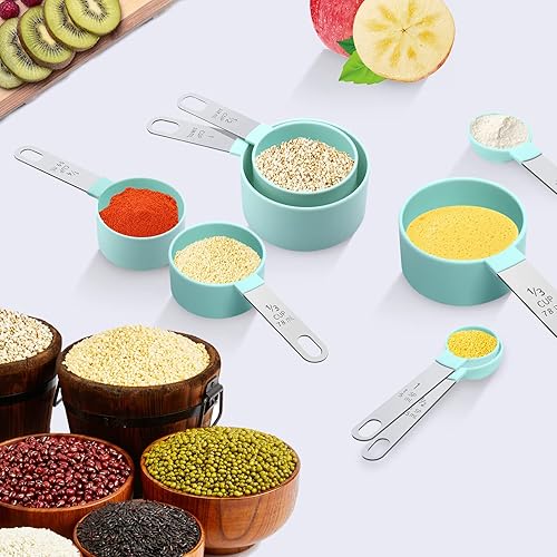 Miniatura 6 de Juego de tazas medidoras tazas medidoras con mango de acero inoxidable para medir ingredientes secos y líquidos cucharadita pequeña con cabeza de