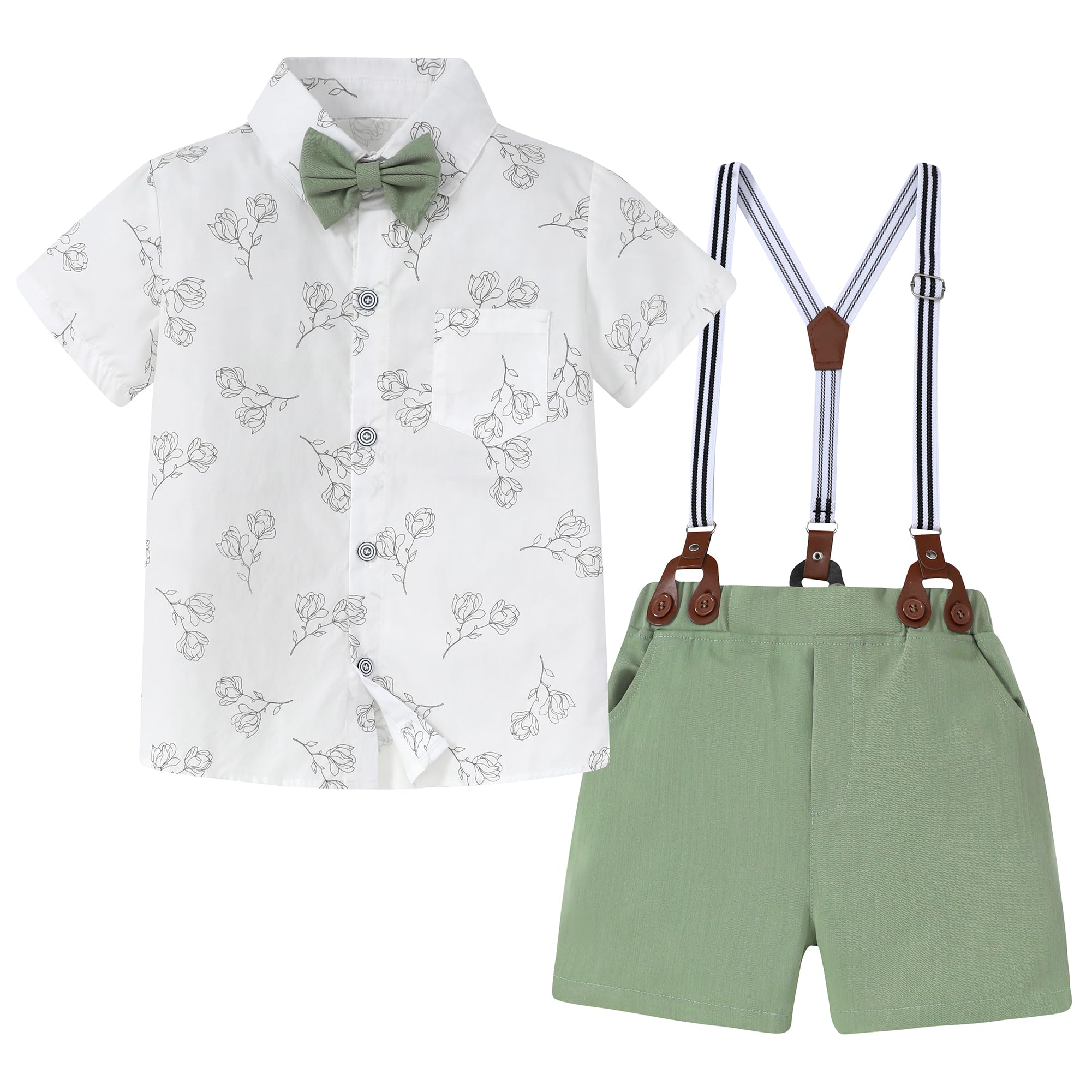 ZOEREA Boy Clothes Kids Formal Suit Summer Short Sleeve Shirt & Shorts Gentleman Outfit 2 Piece Clothing Set 5-10Y