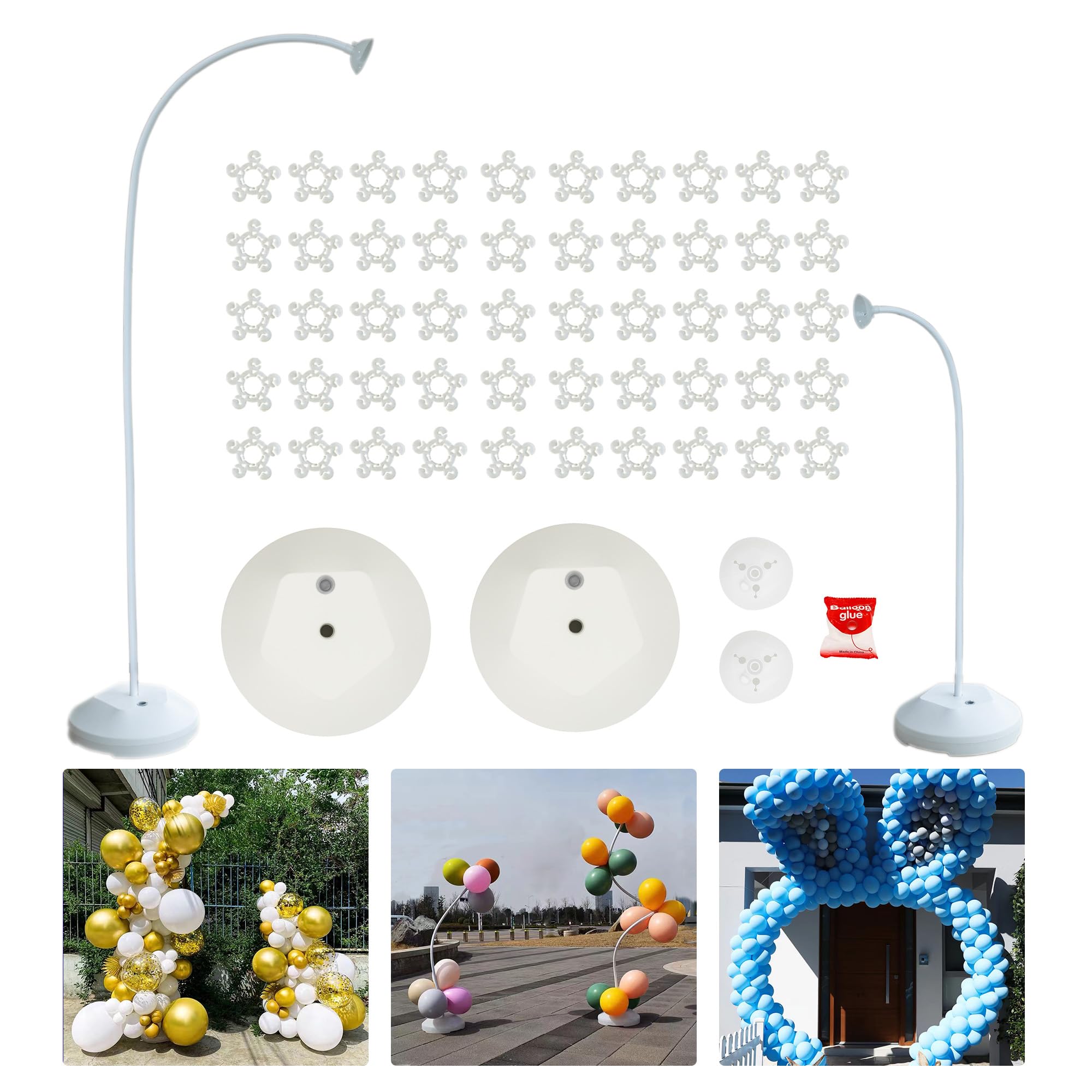 SANERYISANERYI Balloon Arch Kit with Stand 8.2 ft High and 5 ft High Free Bending Shape Deformation Balloon Column Irregular Independent Suspended Stand Shaped Arch Support Water-Filled Base