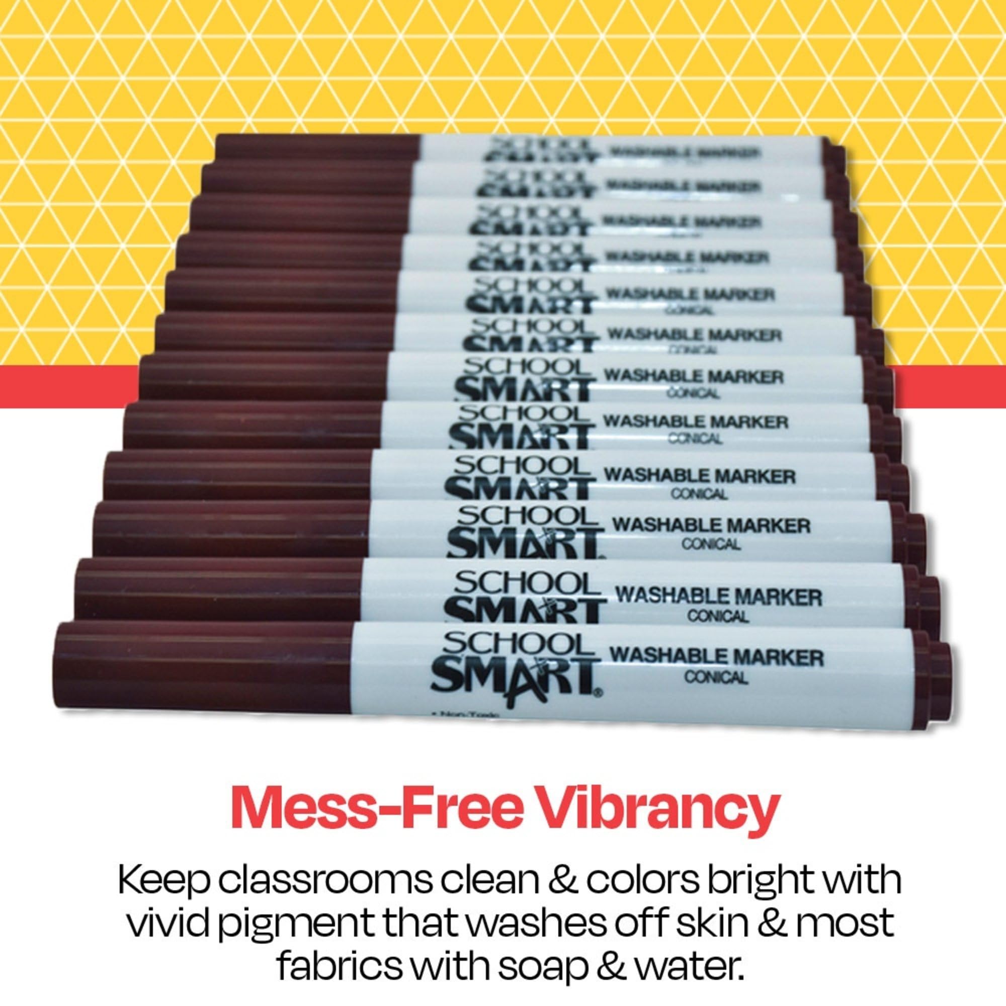 School Smart Washable Art Markers, Conical Tip, Brown, Pack of 12 - Image 6