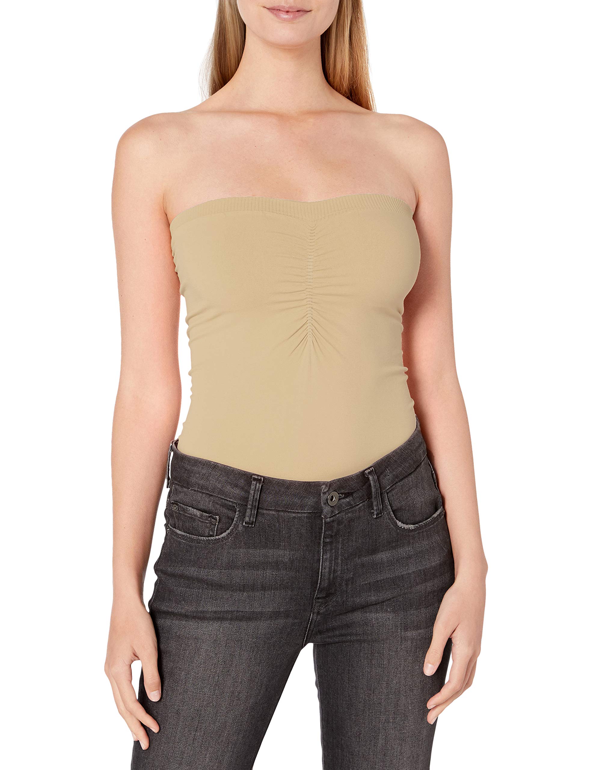 Sugar Lipswomens Cinched Strapless Seamless Tank Top Cami Shirt, Skinnude, One Size US