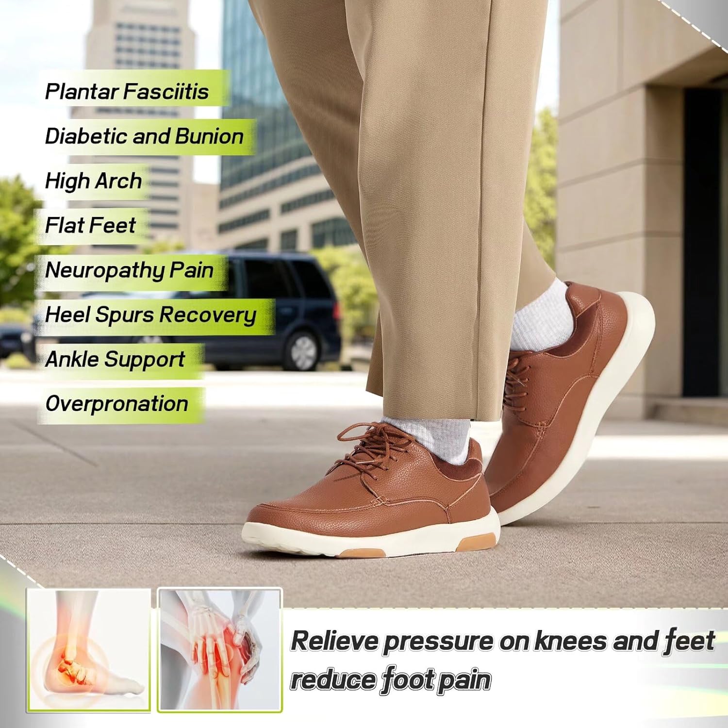 OrthoComfoot Men's Orthopedic Leather Dress Walking Jordan Ubuy