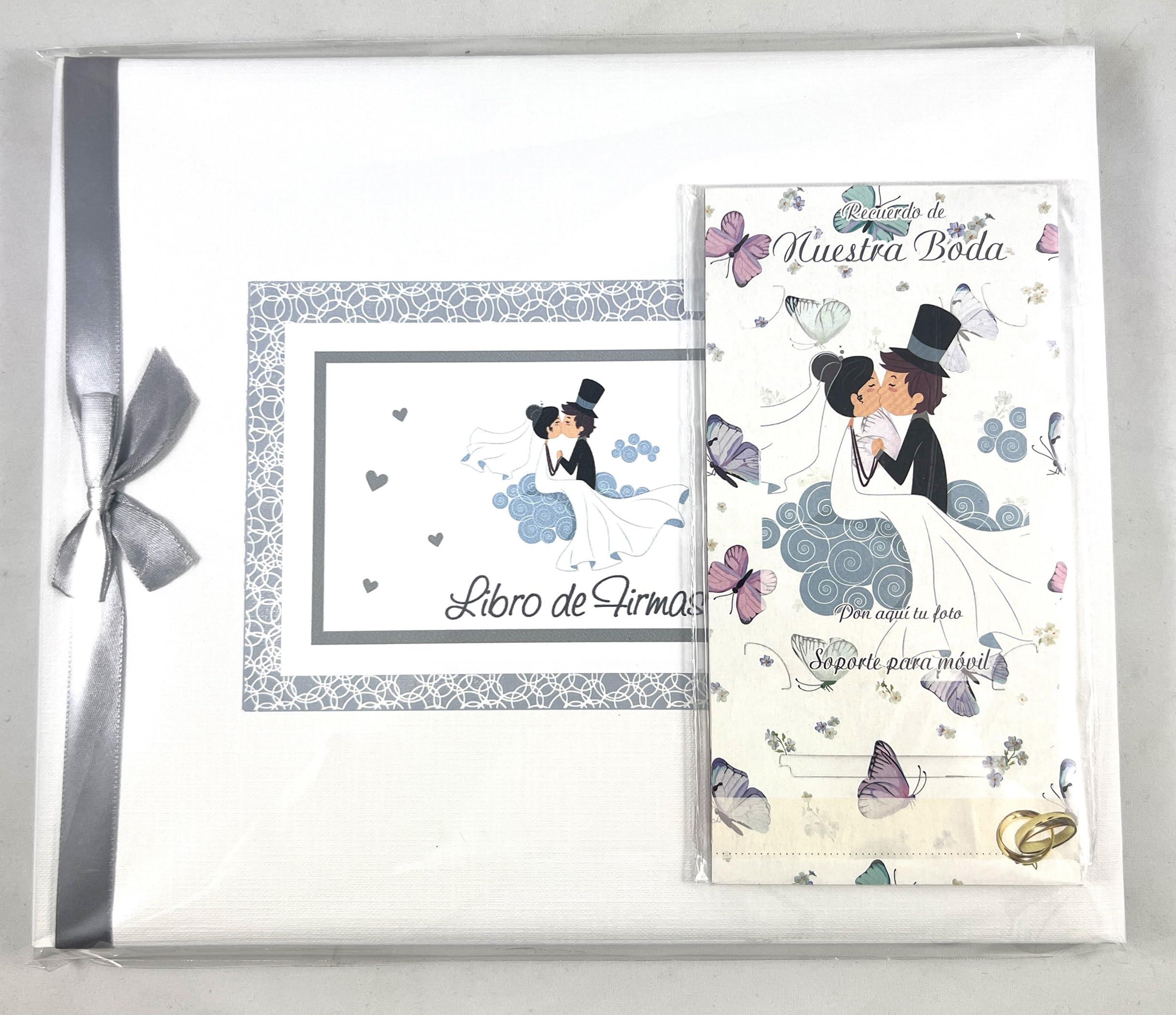 Pack wedding couple signature book, plus mobile phone holder to put the photo of the partners - Image 3