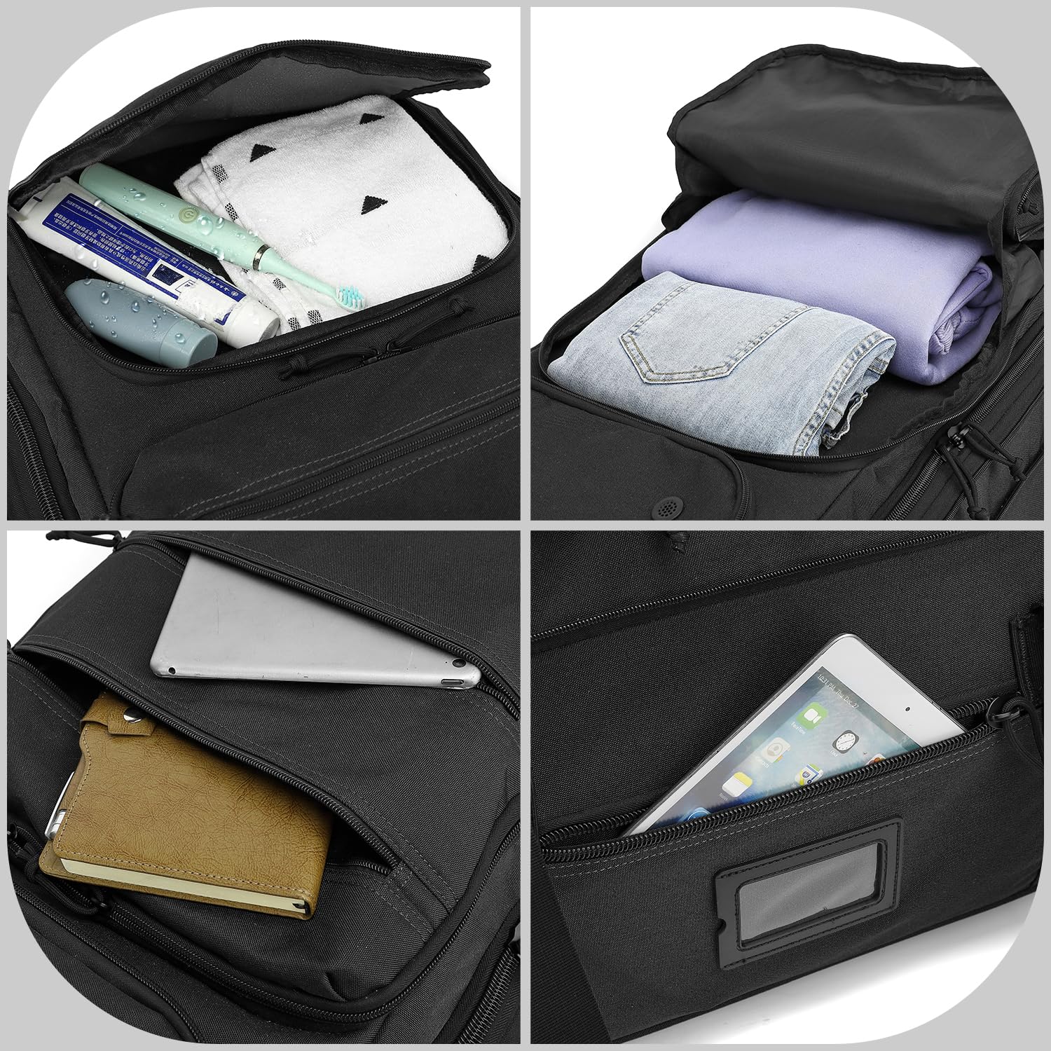 Borsone da Viaggio Pieghevole con Ruote Grande 85-100L Espandibile Borsa Sportiva Uomo Valigia con Ruote XL per Campeggio, Nero