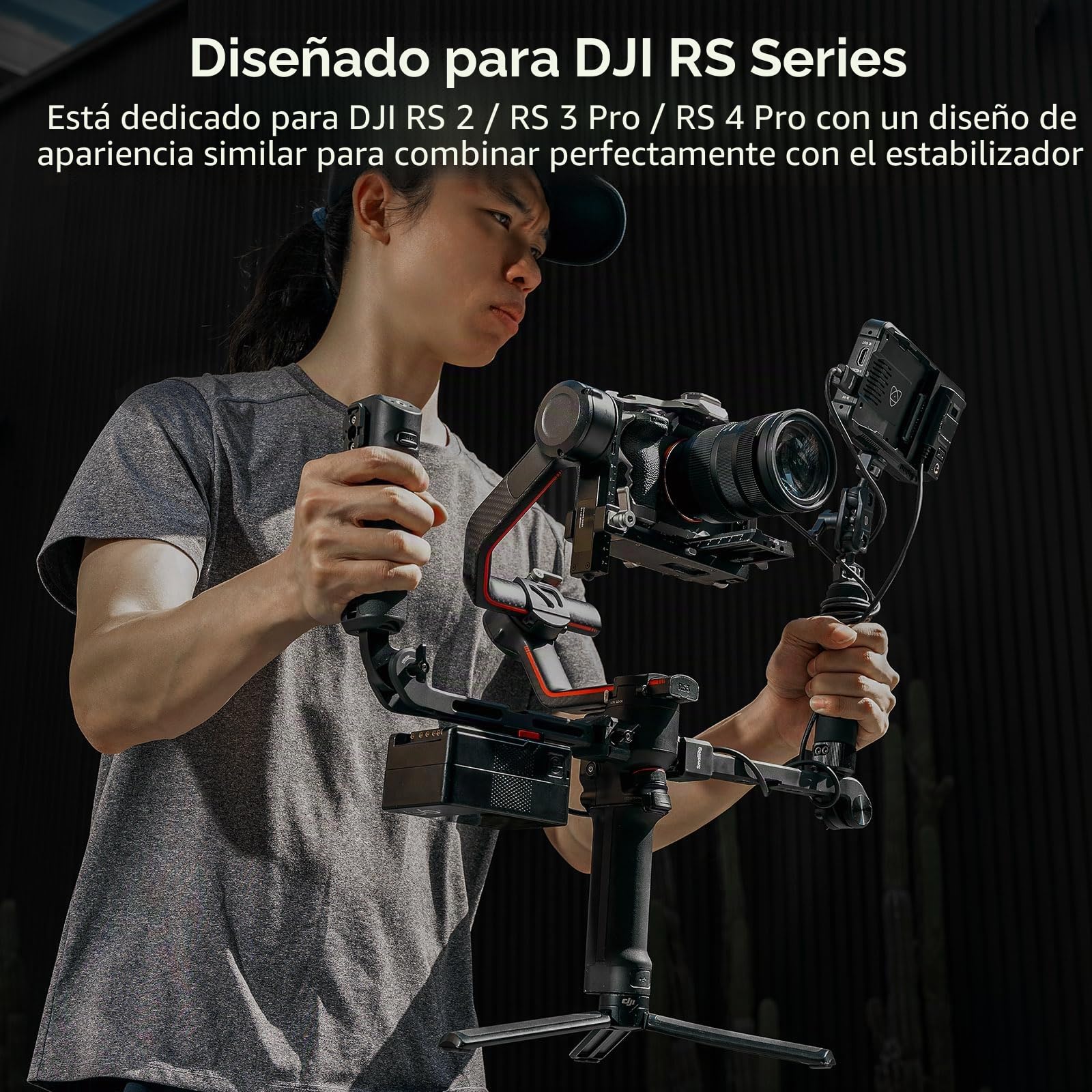 SMALLRIG Empuñadura Dual de Control de Foco para Gimbal dji RS 2/RS 3 Pro/RS 4 Pro, con Rail NATO, Joystick, Cambio de Modo, Carga Máx. 17.6 LB - 4327