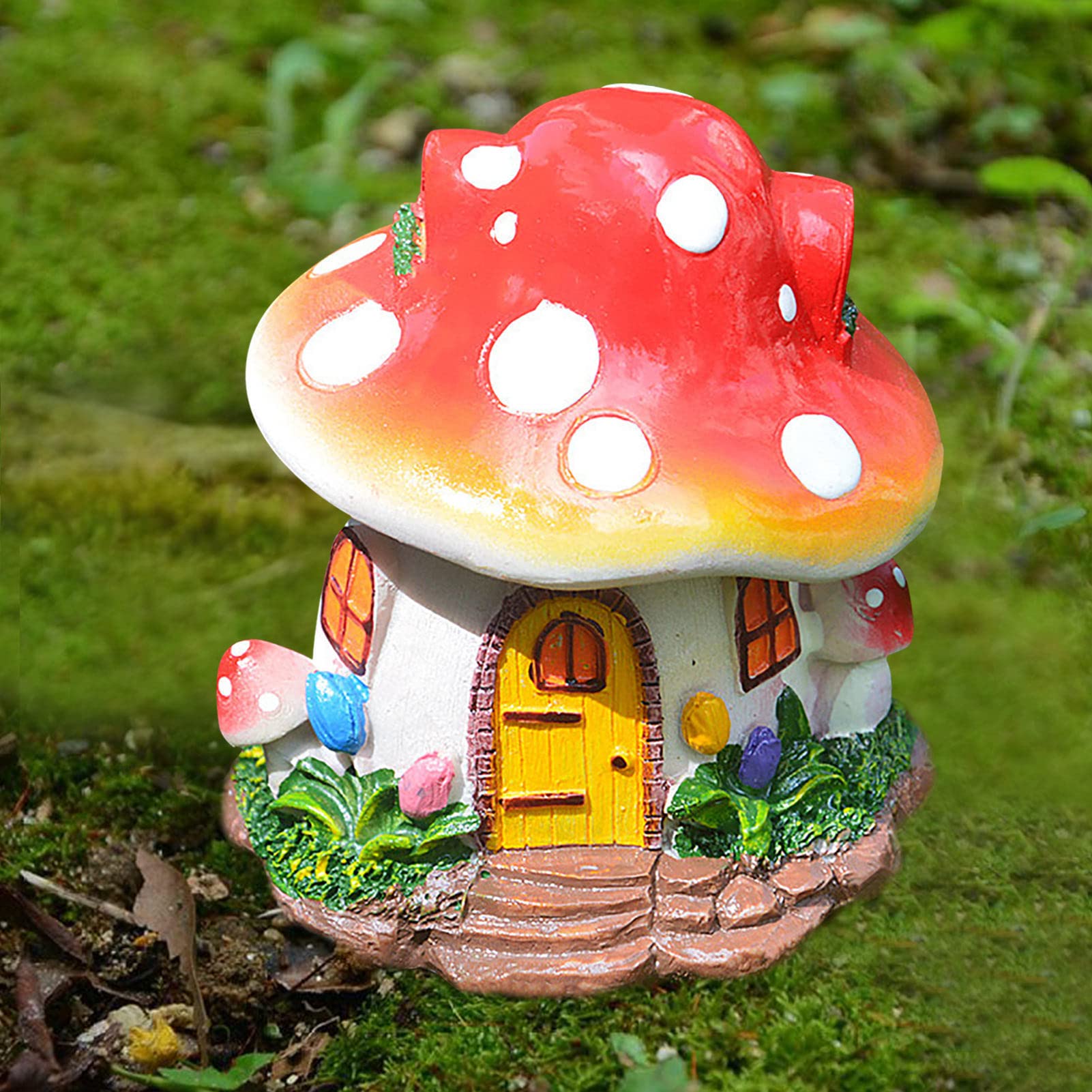 Garden Mile Pilz-Gartenornamente, 4 Stück, Kunstharz, Handbemalt, Wasserfest – Bunte Deko Für Drinnen & Draußen