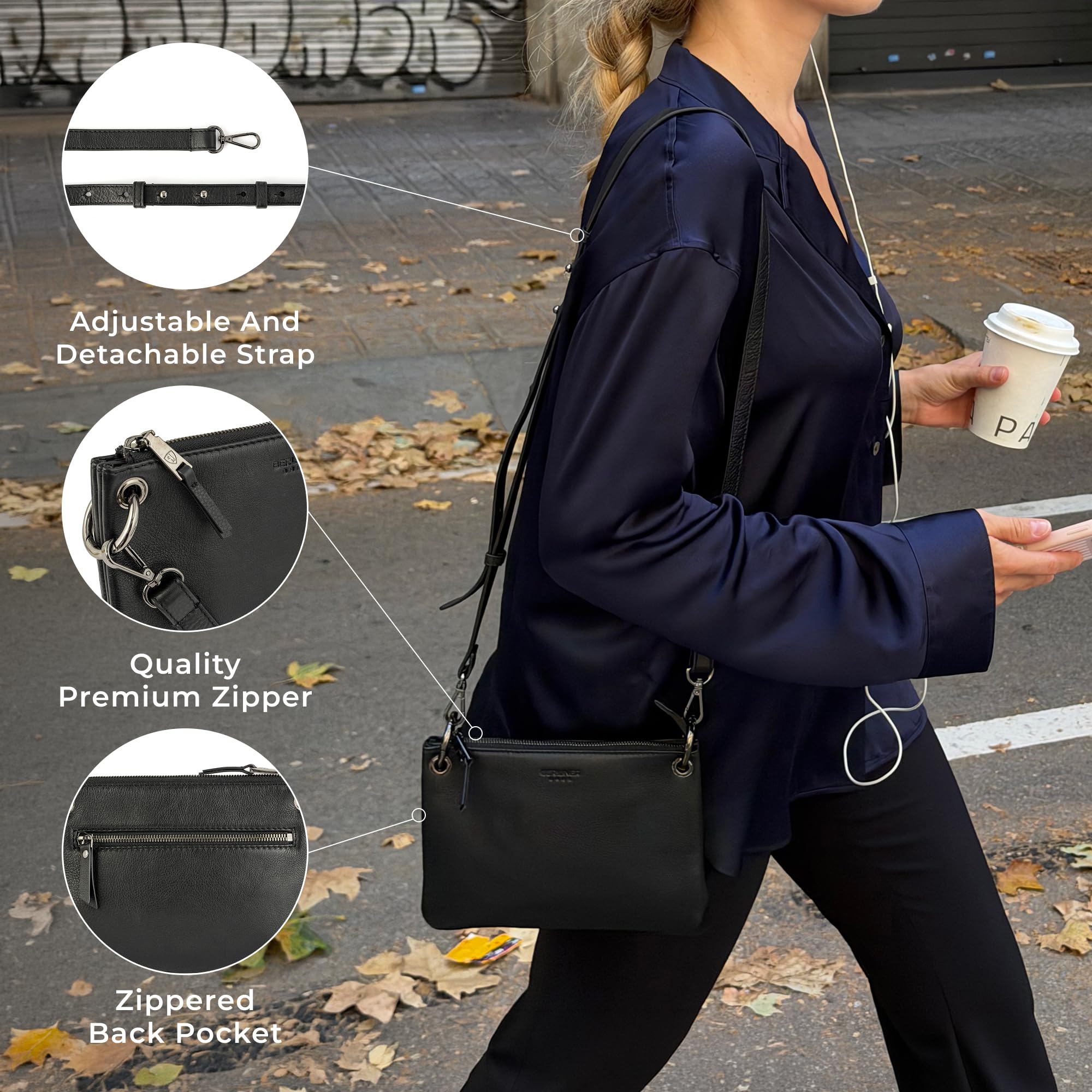 Berliner Bags Borsa a tracolla Nice Premium, in pelle, colore nero
