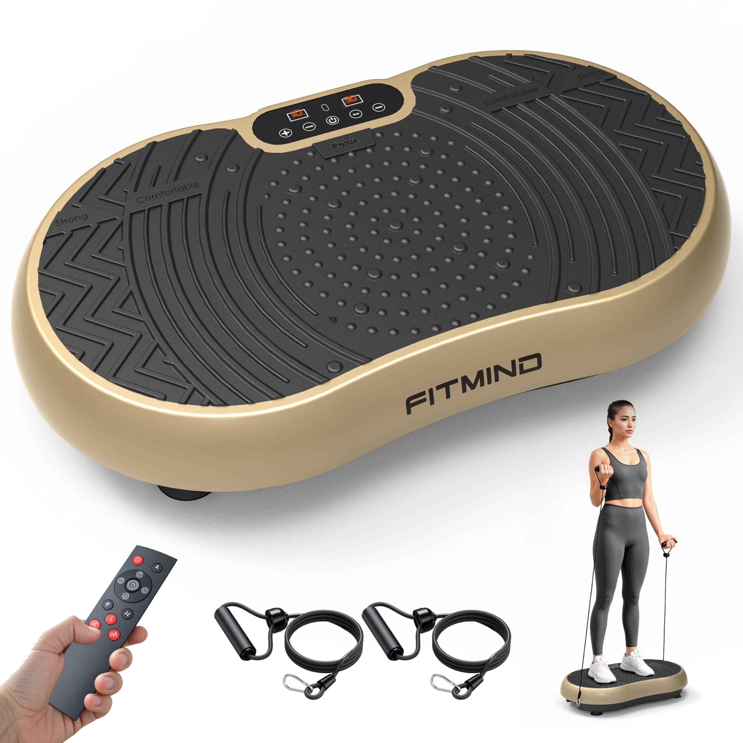 FITMIND Vibration Plate Exercise Machine-Black & Gold