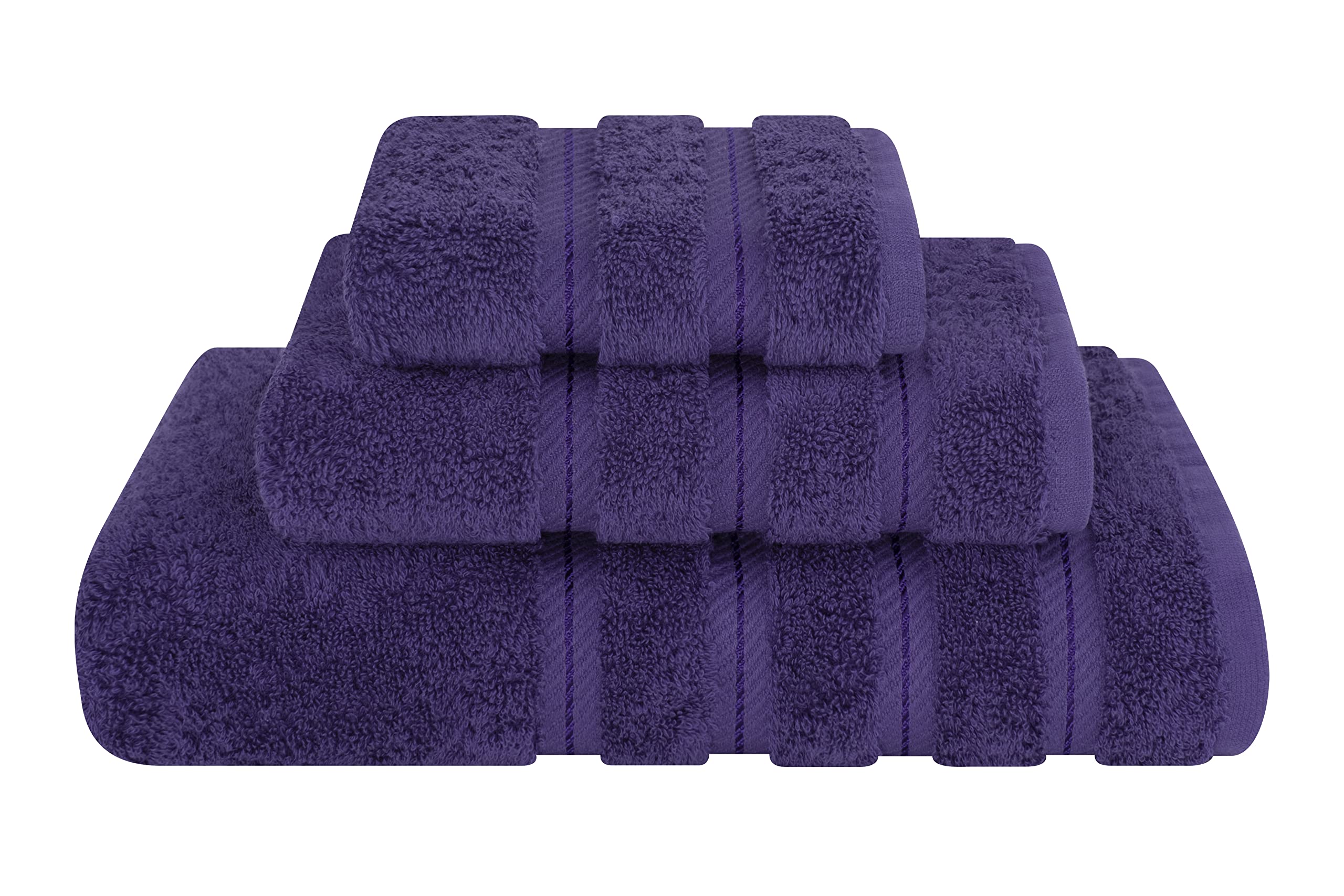 American Soft Linen Premium 3 Piece Towel Set, 1 Bath Towel 1 Hand Towel 1 Washcloth, 100% Cotton Turkish Towels for Bathroom, Purple Towel Set