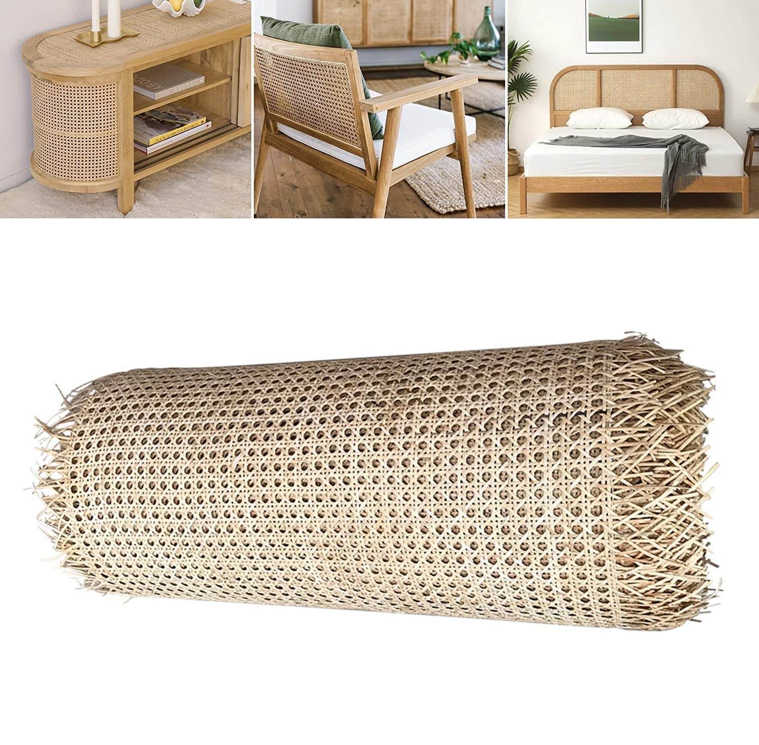 Buy MYRCLMY Plastic Rattan Cane bing Roll, PreWoven Open Rattan