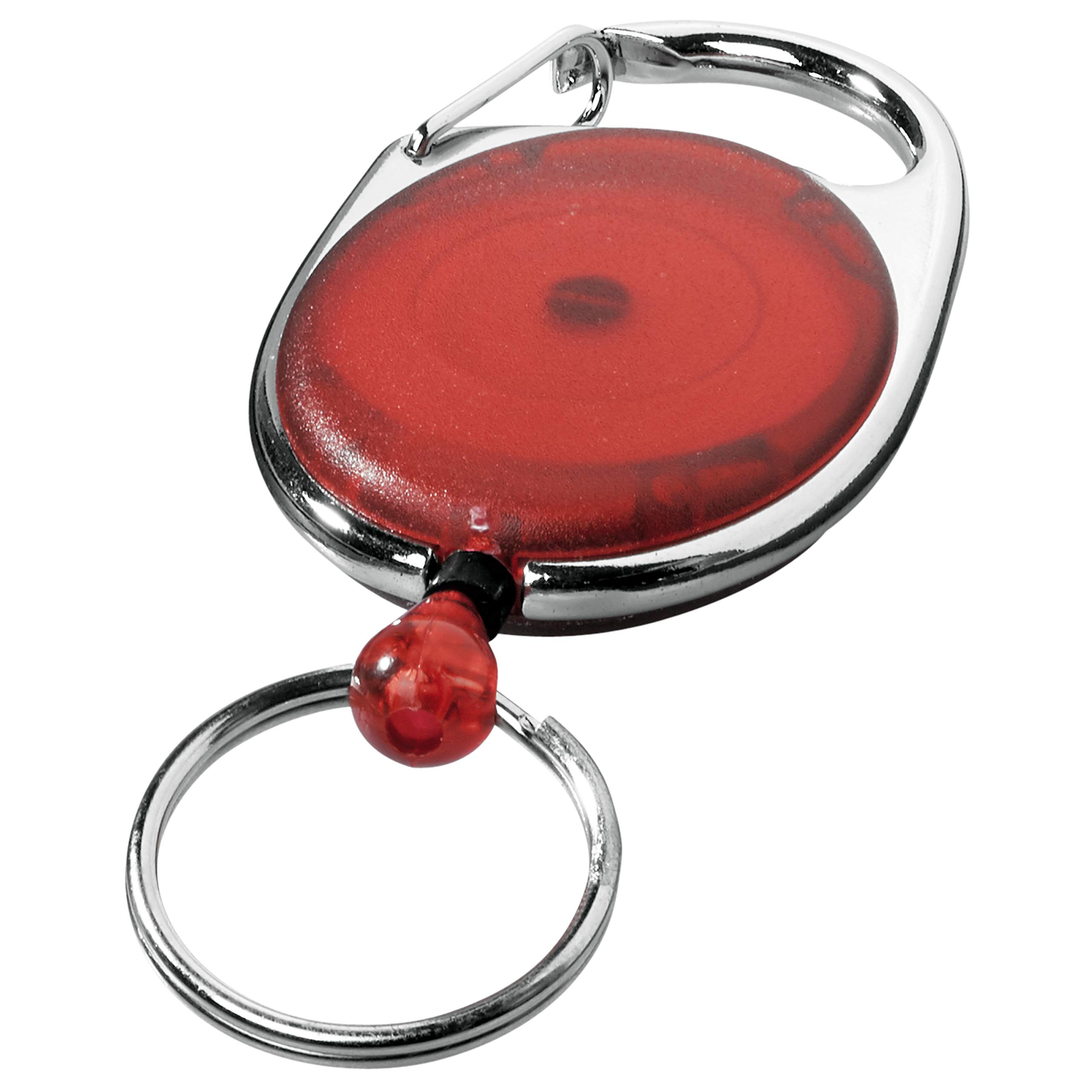 50 Stück ausziehbare Schlüsselanhänger mit Karabiner, Rot