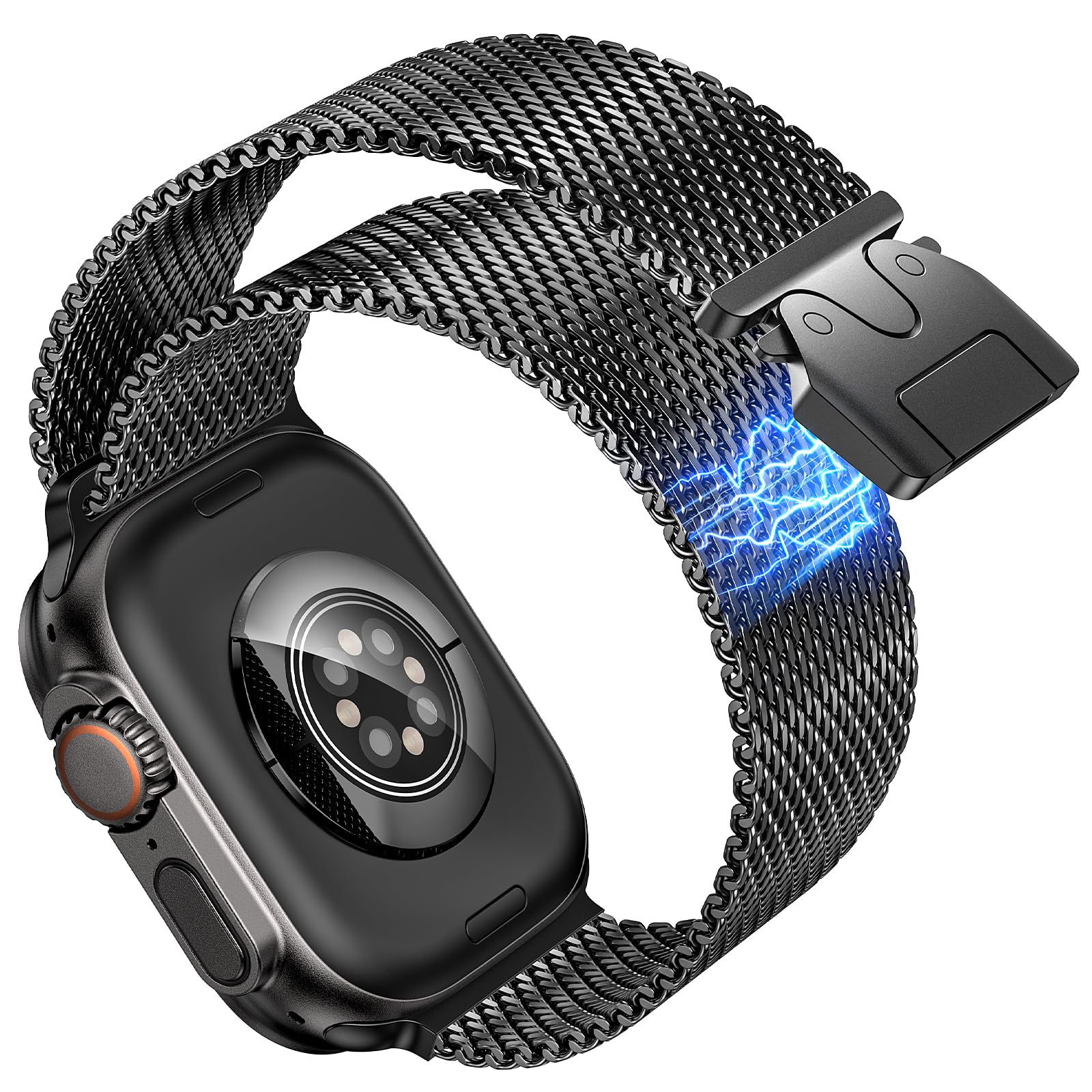 Goton Milanese Magnetic Band Compatible with Apple Watch Band Ultra 3 Ultra 2 Ultra for Men Women 49mm 46mm 45mm 44mm, Stainless Steel Milanese Mesh