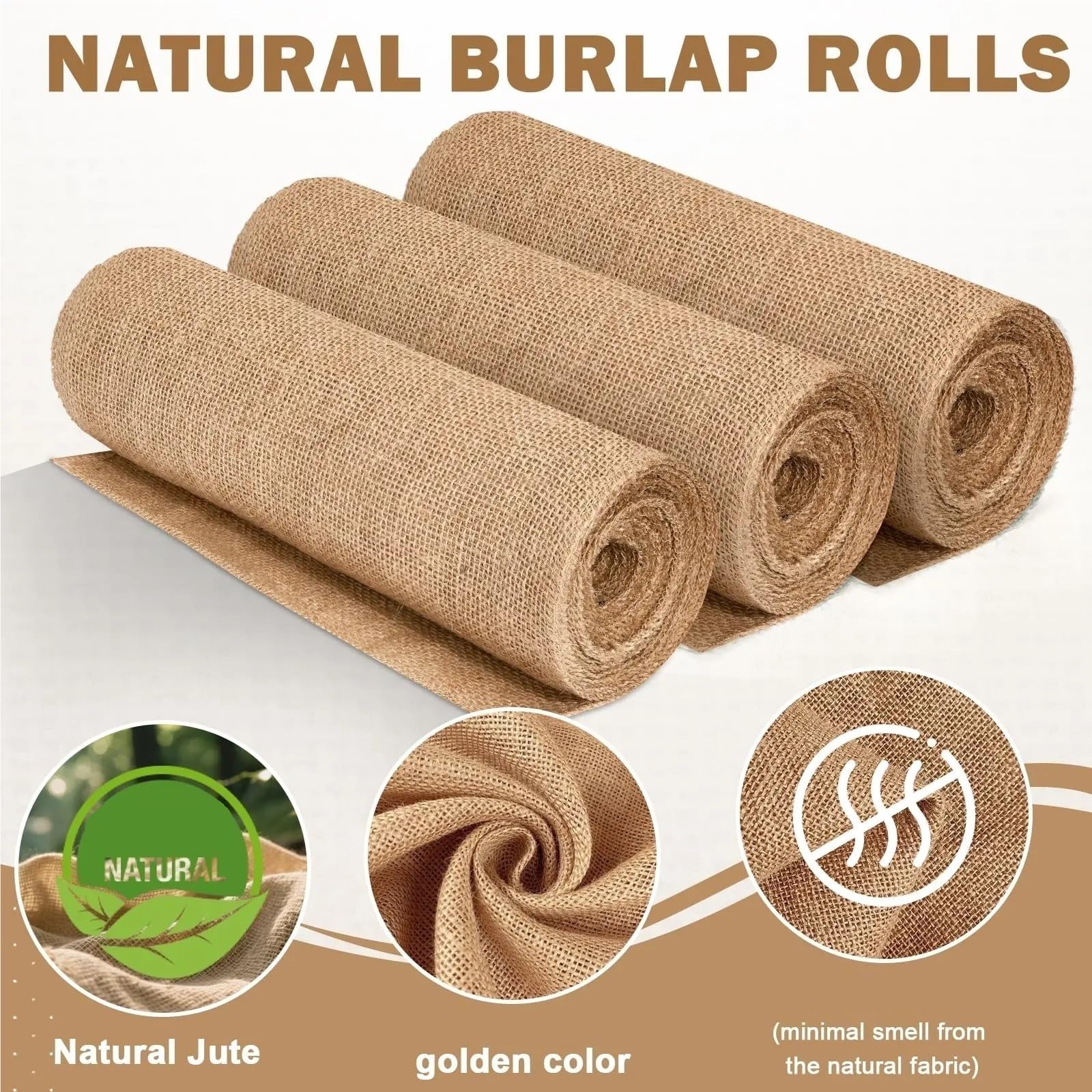 Telas Para Costura Caminos de mesa de arpillera, camino de yute para, rollo de tela for bodas, manteles individuales, manualidades, decoración del hogar, jardinería(Width 12cm)