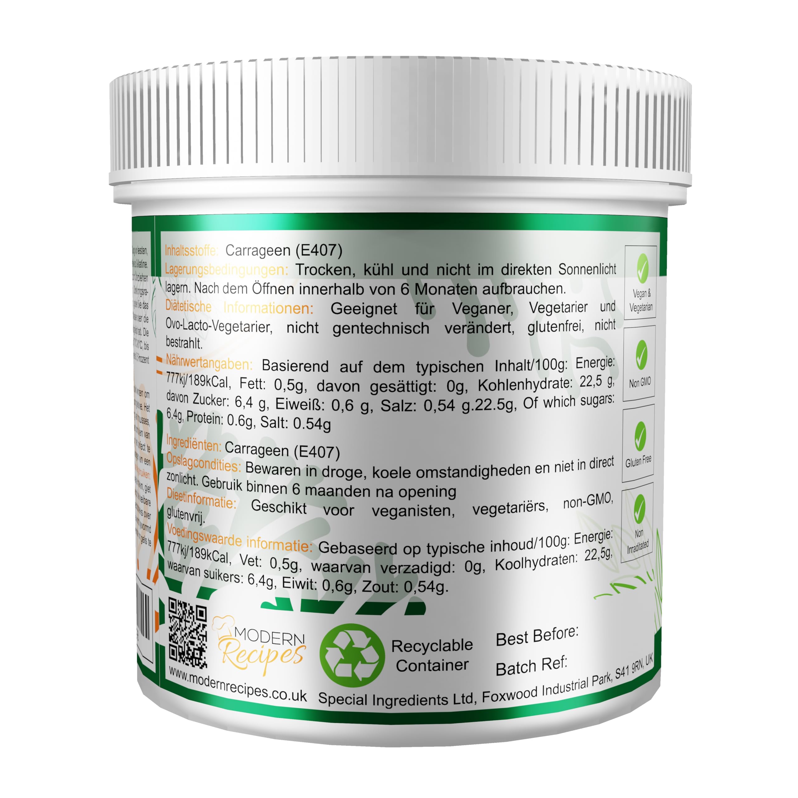 Special Ingredients Kappa-Carrageenan Pulver 250g Höchster Qualität, Vegan, GVO-frei