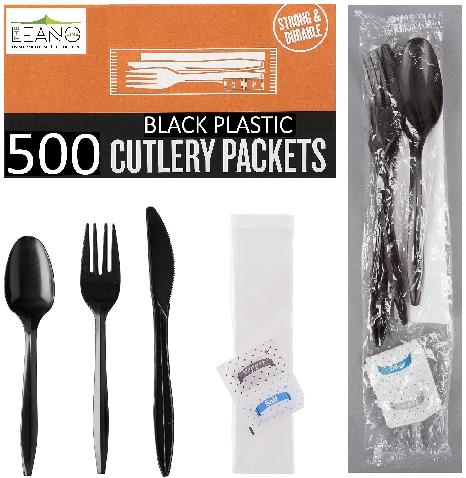 Buy 500 Plastic Cutlery Packets Fork Spoon Napkin Salt Pepper Sets