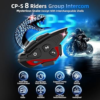Moman Motorcycle Intercom Headset, CP-S 8 Riders 2000M Group