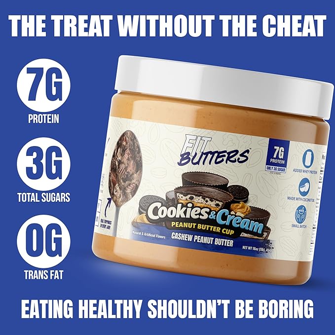 Fit Butters Cookies & Cream Peanut Butter Cup Cashew Peanut Butter miniatura 4