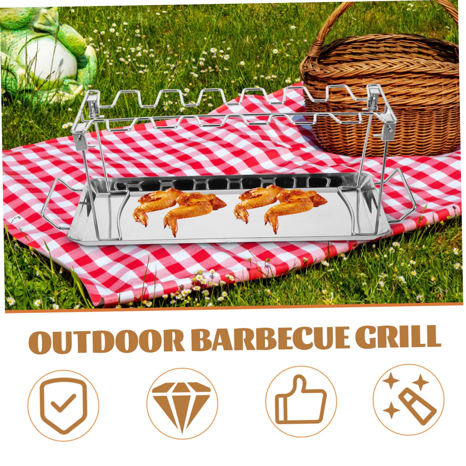 Abaodam Acciaio Inox Per Barbecue Forchette Per Pollo e Alette Di Cosce Per Pollo in Acciaio Inox