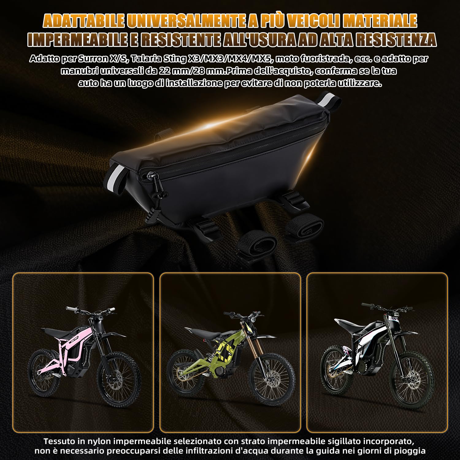 Borsa da manubrio per moto impermeabile 22 mm/28 mm Surron X Talaria Sting X3 MX3 MX4 MX5