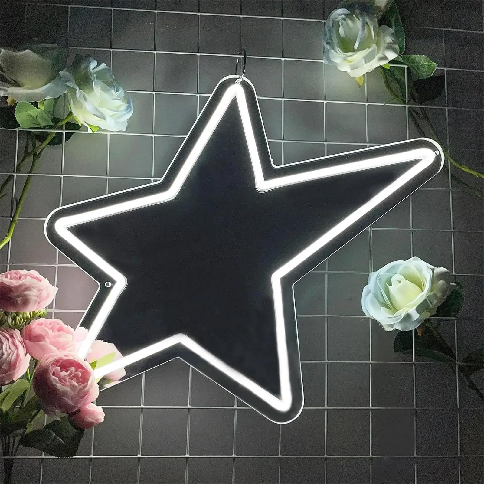 Panneau Lumineux néon Miroir étoile pour décoration Murale, USB, LED, pour la Maison, la Chambre à Coucher, Les Jeux, Les fêtes de Filles, Les Chambres d'enfants, veilleuse