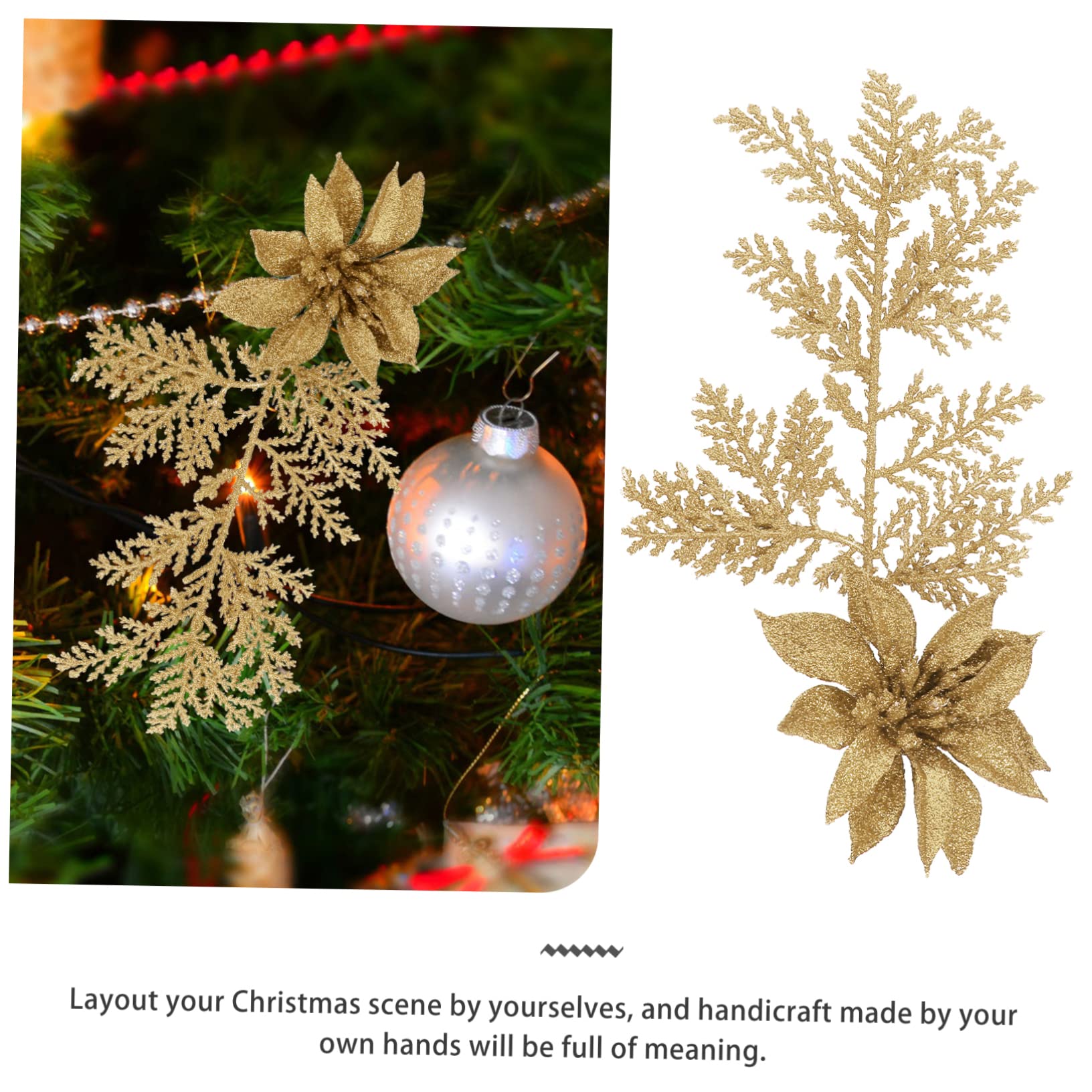 Abaodam 18pezzi Rami Di Pino Finti Decorazioni Natalizie Per Centrotavola e Ghirlande Di Natale Fiori Artificiali Brillanti Per Decorazioni Festive e Compleanni