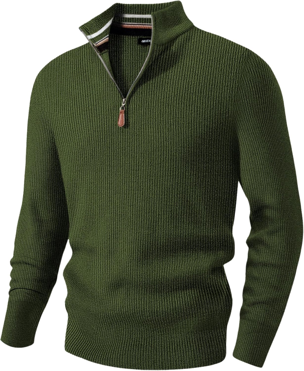 JMIERR Mens Quarter Zip Pullover Sweaters Casual Long Sleeve Fall Knit Texture Sweater