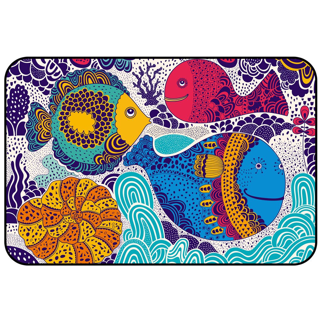 GCKG Unique Fantacy Cartoon Fish Non-woven Fabric 23.6"(L) x 15.7"(W) Machine-washable Indoor/Outdoor/Shower/Bathroom Doormat