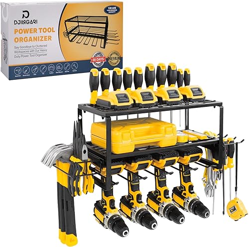 Organizador de herramientas eléctricas para montaje en pared, soporte de taladro de metal resistente, estante de almacenamiento de herramientas de