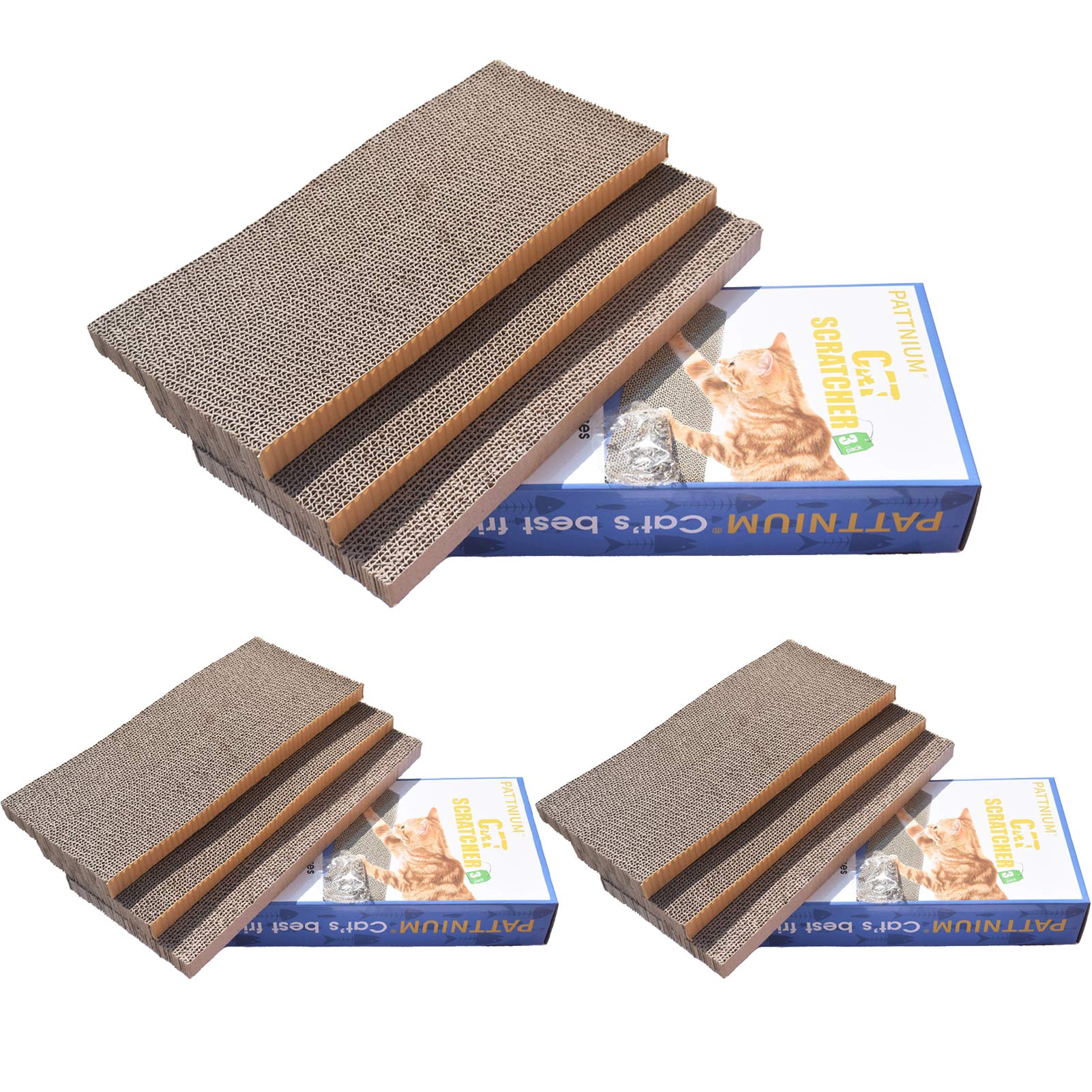 PATTNIUM 3 in 1 Corrugated Cat Scratcher Cardboard Scratching Pad Toys with Catnip Scratch Lounge Bed for Cats Pack of 9 (B083B7RWSG) Amazon Price History, Amazon Price Tracker