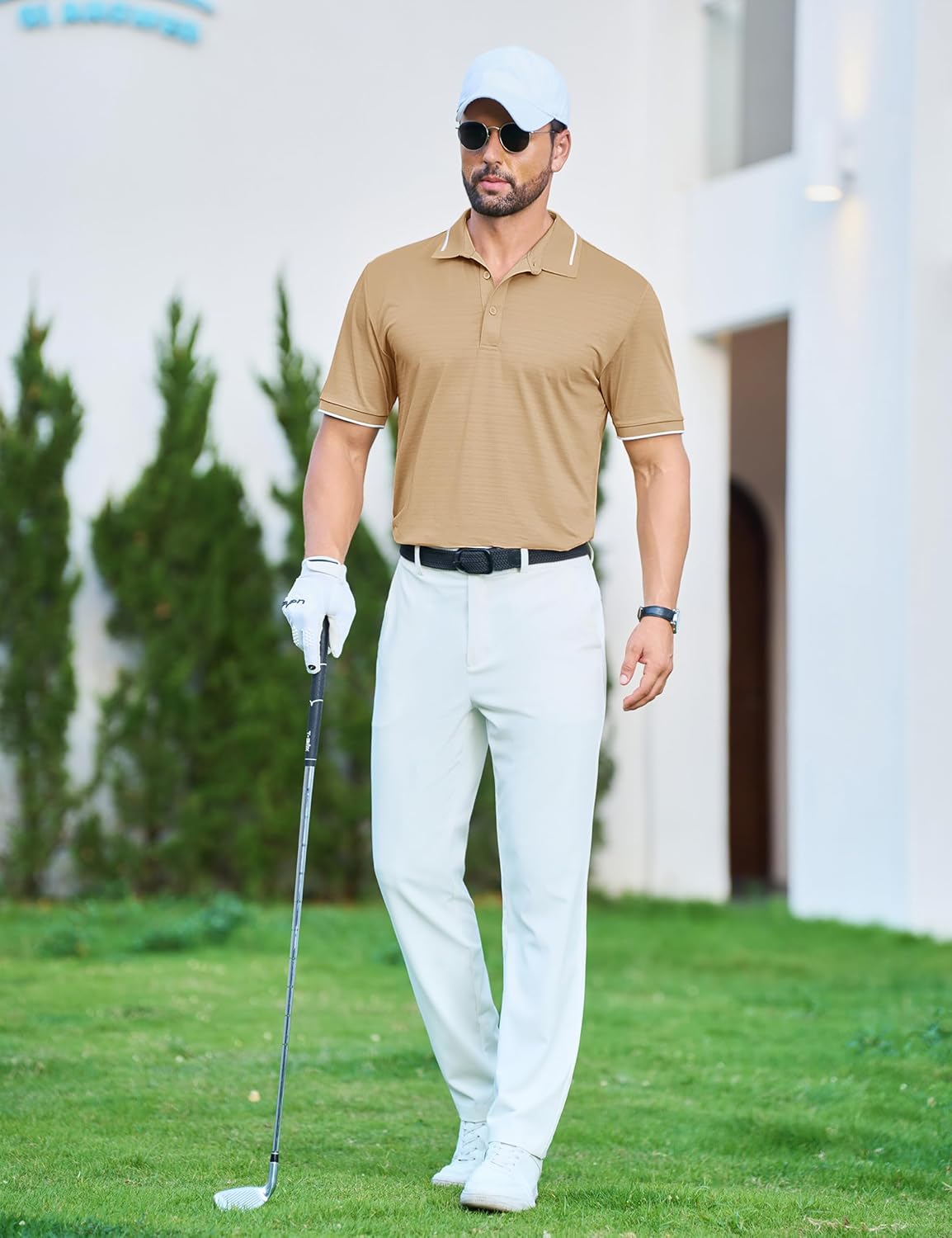 Cotrasen Mens Polo Shirts Jacquard Golf Shirt Short Sleeve Casual Athletic Contrast Collar T-Shirts - Image 4