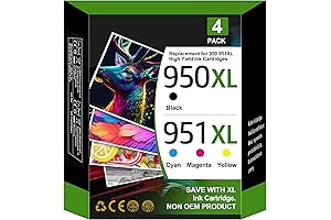 950XL 951XL Ink Cartridges, 4-Pack Combo Compatible for HP 950/951 for HP...